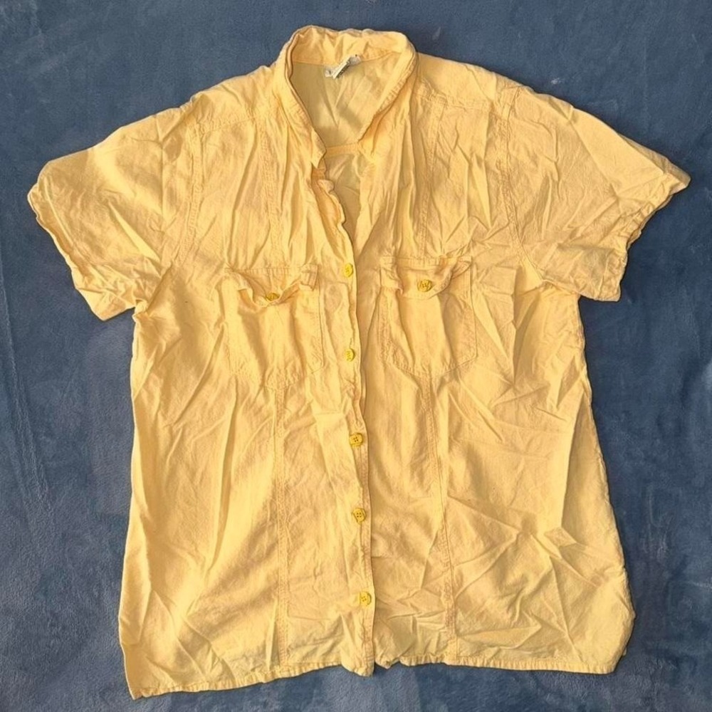 Vintage‎ The Avenue button-down shirt  Yellow button up blouse  Size: 18